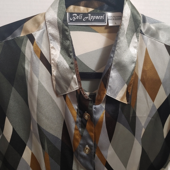 Vintage button down blouse green size large - Picture 3 of 5